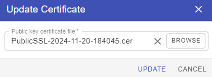 Certificate Update Dialog