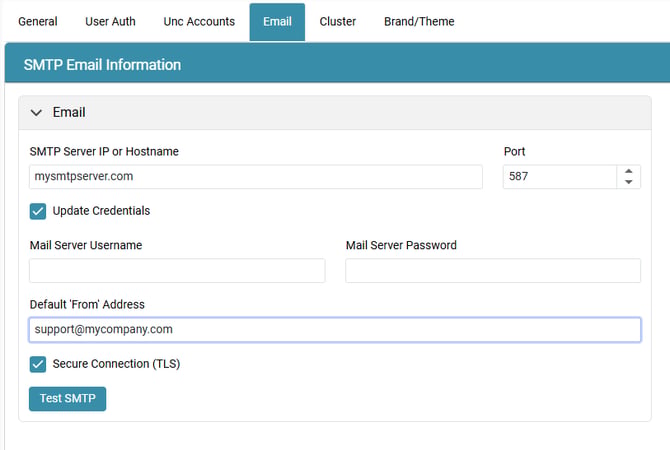 Email SMTP Settings