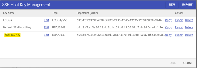 SSH Host Key List