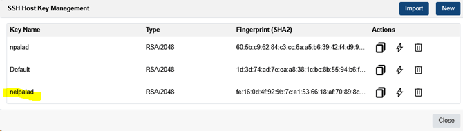 SSH Key List